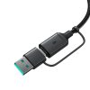 Bezvadu magnētiskais lādētājs 15W ar USB / USB-C melno kabeli