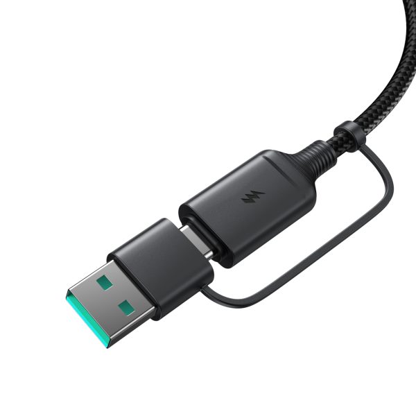 Bezvadu magnētiskais lādētājs 15W ar USB / USB-C melno kabeli