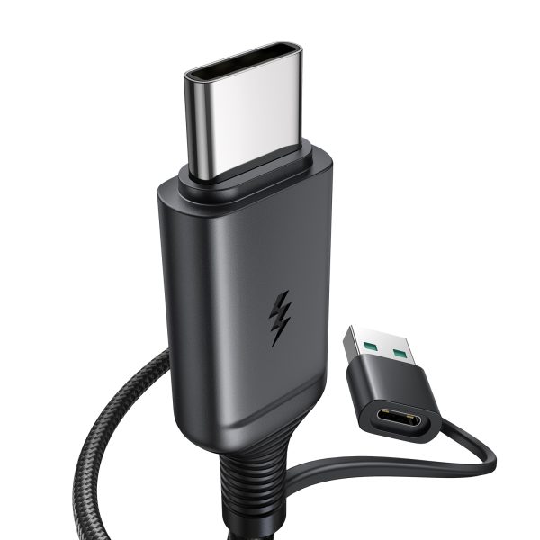 Bezvadu magnētiskais lādētājs 15W ar USB / USB-C melno kabeli