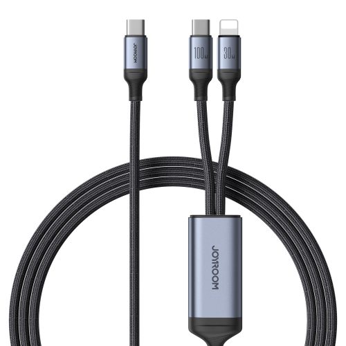 2in1 kabeļa ātras sērijas USB-C-USB-C / iPhone Lightning 100W 1