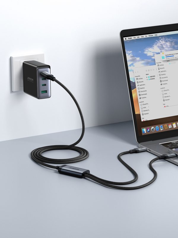 2in1 kabeļa ātras sērijas USB-C-USB-C / iPhone Lightning 100W 1,5m melns