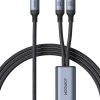 2in1 kabeļa ātras sērijas USB-C-2x USB-C 1,5m melns