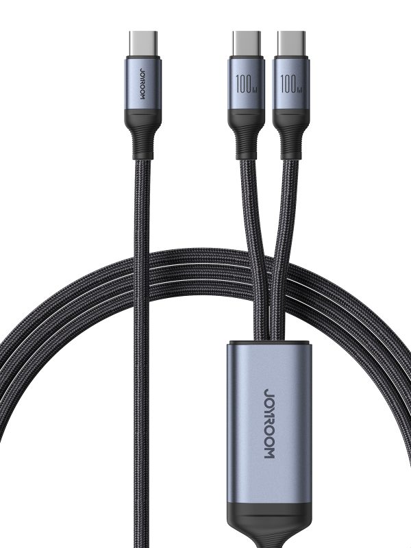 2in1 kabeļa ātras sērijas USB-C-2x USB-C 1,5m melns