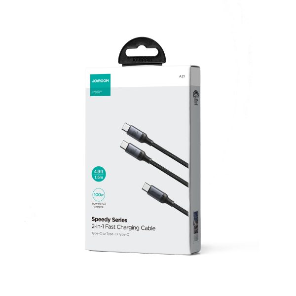 2in1 kabeļa ātras sērijas USB-C-2x USB-C 1,5m melns