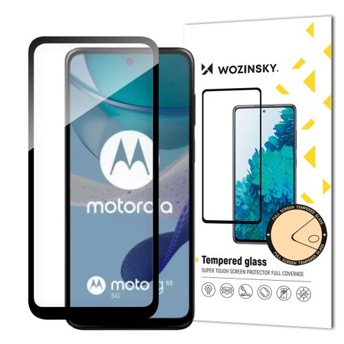 Izturīgs rūdīts stikls Motorola G53 visam ekrānam ar pilnu gulu zilu rāmi