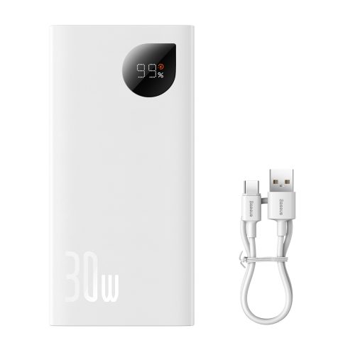 PowerBank ADAMAN2 1000MAH ar 2X USB-A / 1X USB-C 30W digitālais displejs balts