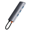 7in1 rumbas metāla mirdzuma sērija USB-C USB-C PD 3X USB-A HDMI SD TF pelēkā krāsā
