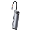 7in1 rumbas metāla mirdzuma sērija USB-C USB-C PD 3X USB-A HDMI SD TF pelēkā krāsā