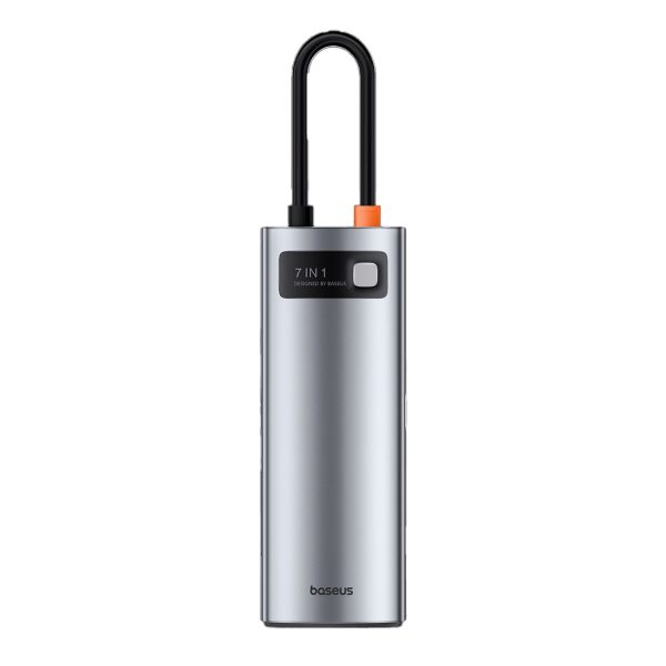 7in1 rumbas metāla mirdzuma sērija USB-C USB-C PD 3X USB-A HDMI SD TF pelēkā krāsā