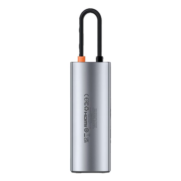 7in1 rumbas metāla mirdzuma sērija USB-C USB-C PD 3X USB-A HDMI SD TF pelēkā krāsā