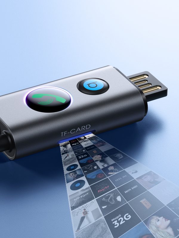 Automašīna bezvadu USB audio raidītāja Aux TF karte JR-CB7 pelēkā krāsā