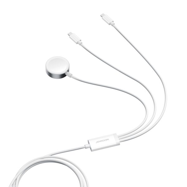 3in1 USB-A kabelis ar indukcijas lādētāju + 2x iPhone zibens 1,2 m balts