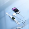 3in1 USB-A kabelis ar indukcijas lādētāju + 2x iPhone zibens 1,2 m balts