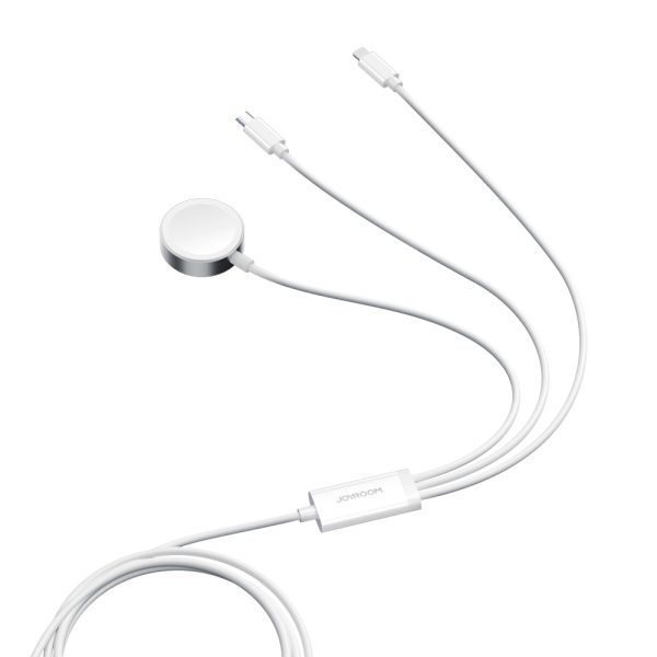 3in1 USB-A kabelis ar indukcijas lādētāju + 1x iPhone zibens + 1x USB-C 1,2m balts