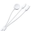 3in1 USB-A kabelis ar indukcijas lādētāju + 1x iPhone zibens + 1x USB-C 1,2m balts