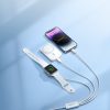 3in1 USB-A kabelis ar indukcijas lādētāju + 1x iPhone zibens + 1x USB-C 1,2m balts