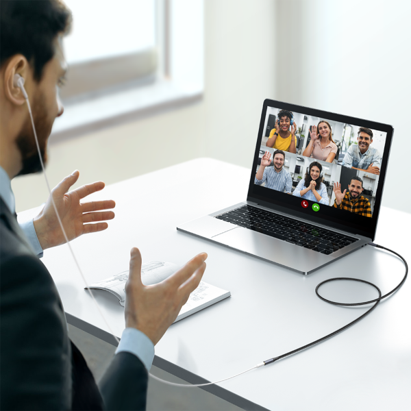 Stereo aux aux 3,5 mm mini ligzda 1,2m melns audio kabeļa pagarinājuma kabelis