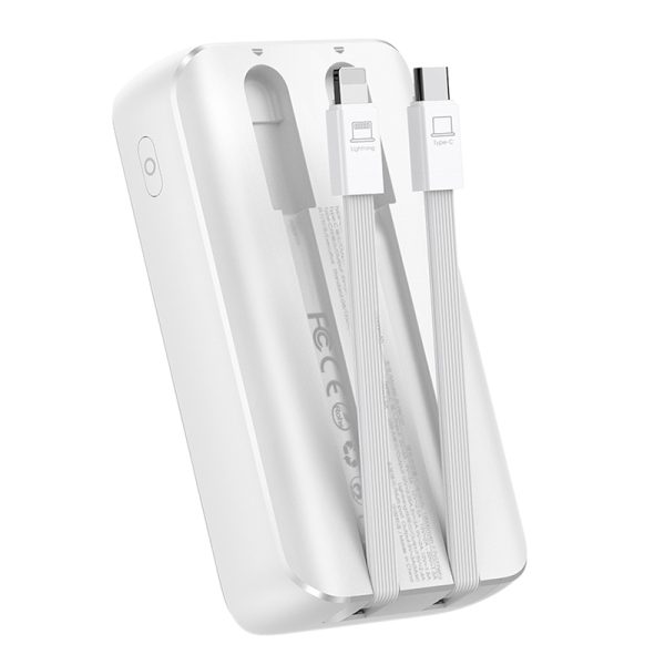 Mini PowerBank 1000mah ar iebūvētu Jr-PBC06 30W baltie kabeļi