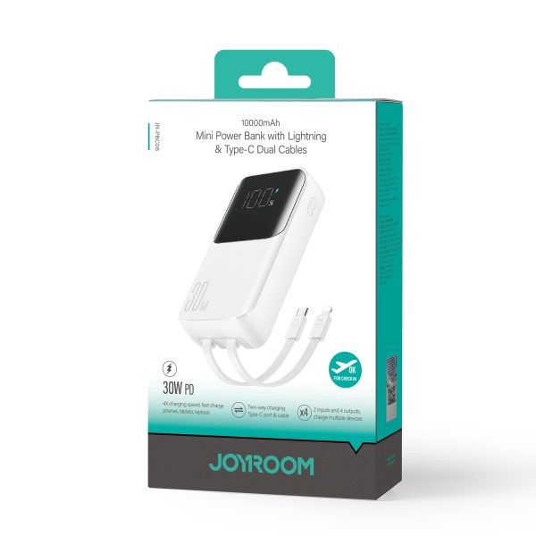 Mini PowerBank 1000mah ar iebūvētu Jr-PBC06 30W baltie kabeļi
