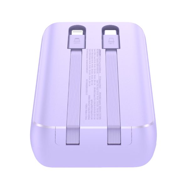 Mini PowerBank 20 000 mAh ar iebūvētu Jr-PBC07 30W kabeļi gaiši purpursarkani