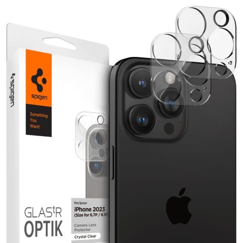 Kameras kameras vāciņš iPhone 14-15 Pro / Pro Max caurspīdīgajam komplektam 2 datori.