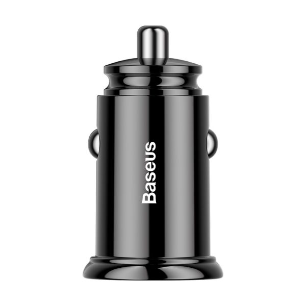 Saprātīga automašīnas lādētājs ar USB un USB-C QC PD melnajiem ostām