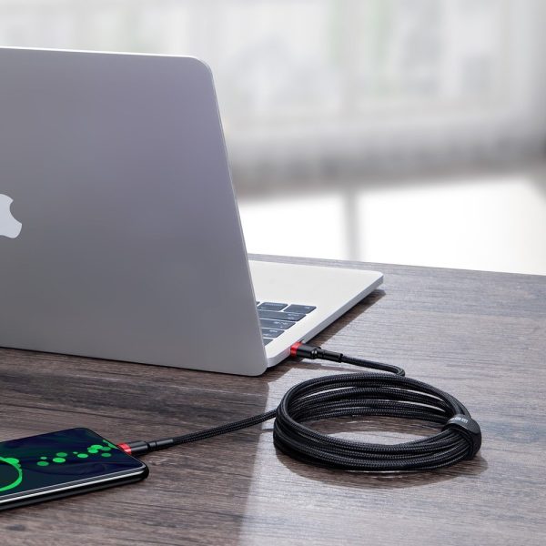 Neilona stiprs kabelis USB-C PD 100W 20V 5A 2M melns kabelis