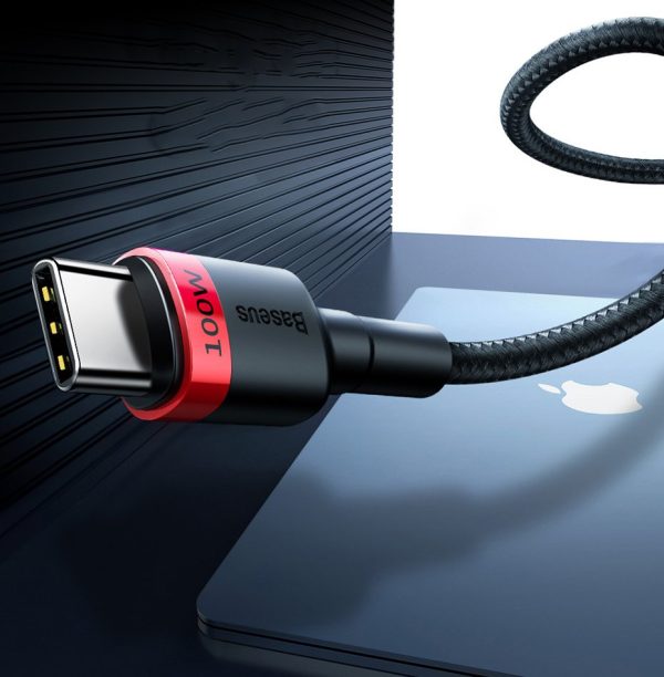 Neilona stiprs kabelis USB-C PD 100W 20V 5A 2M melns kabelis
