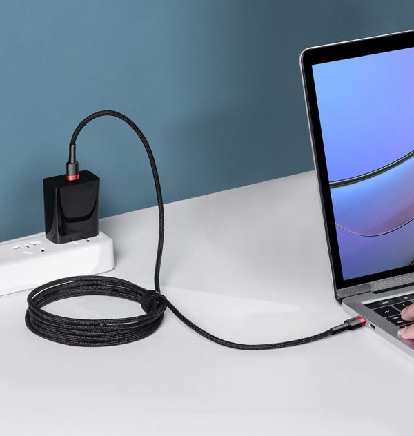 Neilona stiprs kabelis USB-C PD 100W 20V 5A 2M melns kabelis