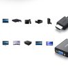 HDMI adaptera adapteris - VGA Micro USB Aux Aux 3,5 mm mini Jack Black