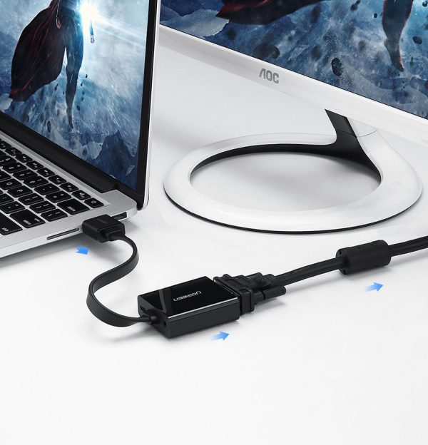 HDMI adaptera adapteris - VGA Micro USB Aux Aux 3,5 mm mini Jack Black