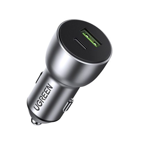 USB un USB-C QC 3.0 PD 36W 3A pelēkās automašīnas lādētājs