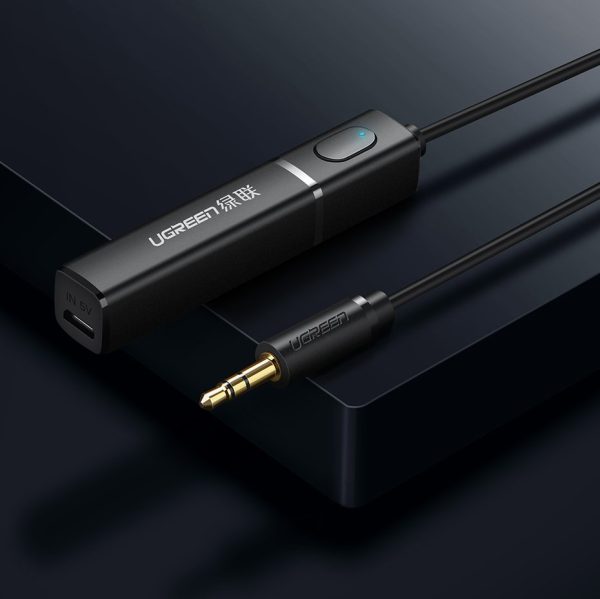 Bluetooth 5.0 raidītāja bezvadu audio adapteris 3,5 mm mini domkrats melns