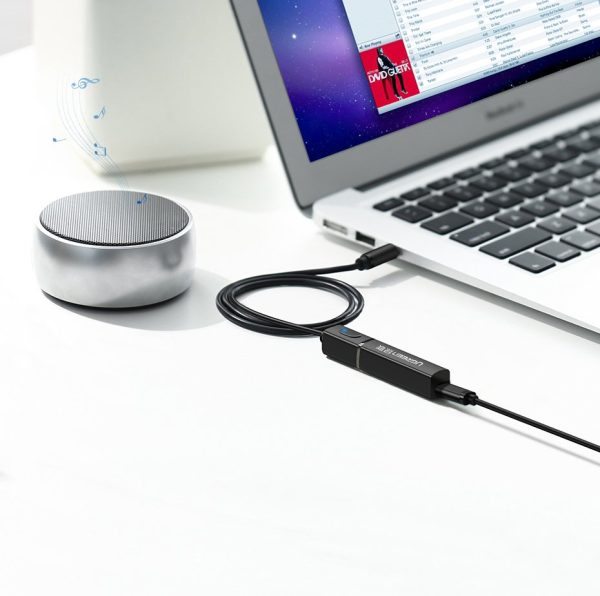Bluetooth 5.0 raidītāja bezvadu audio adapteris 3,5 mm mini domkrats melns