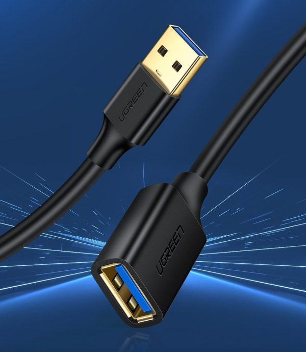 USB 3.0 3m melna kabeļa kabeļa paplašinājuma kabelis
