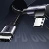Leņķa kabelis USB-C Power Piegāde 60 W 20V 3A 1M melns un pelēks kabelis