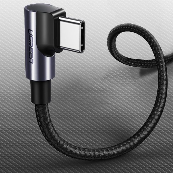 Leņķa kabelis USB-C Power Piegāde 60 W 20V 3A 1M melns un pelēks kabelis