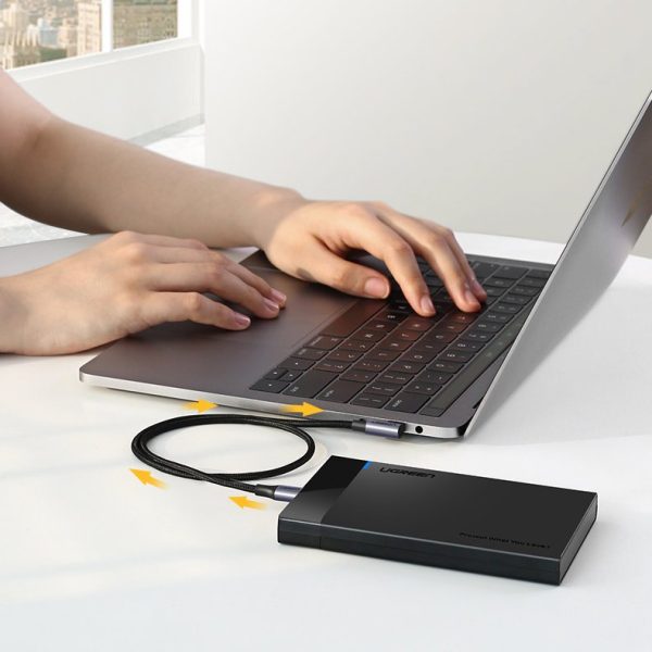 Leņķa kabelis USB-C Power Piegāde 60 W 20V 3A 1M melns un pelēks kabelis