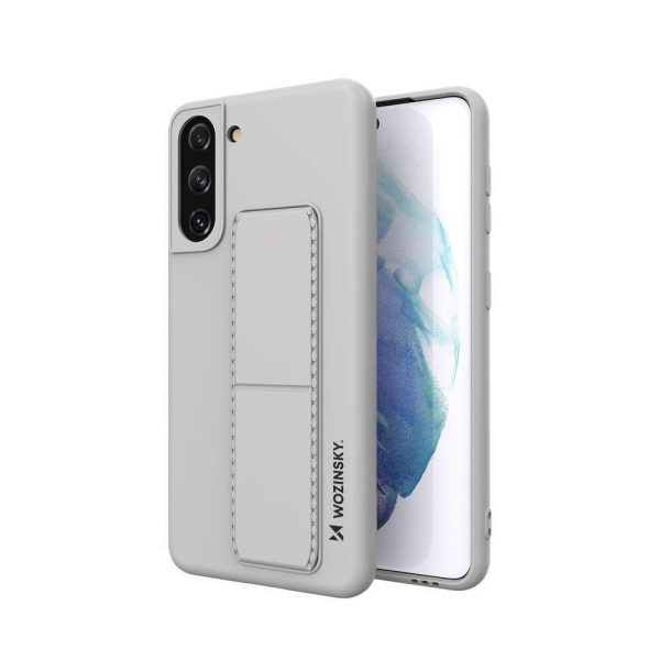 Silikona korpuss ar Samsung Galaxy S21+ 5G kickstand korpusa pelēkā pamatne