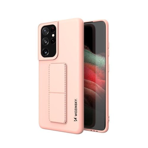 Silikona korpuss ar Samsung Galaxy S21 Ultra 5G Kickstand Case Pink Case