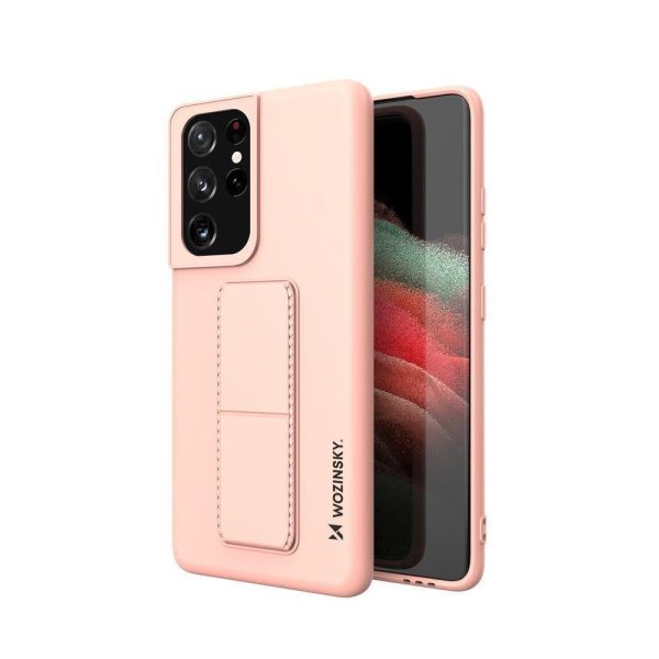 Silikona korpuss ar Samsung Galaxy S21 Ultra 5G Kickstand Case Pink Case