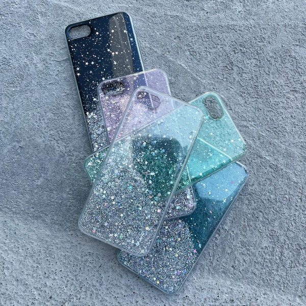 Spīdīgs korpuss ar mirdzošu Samsung Galaxy A72 4G zvaigžņu mirdzumu melna