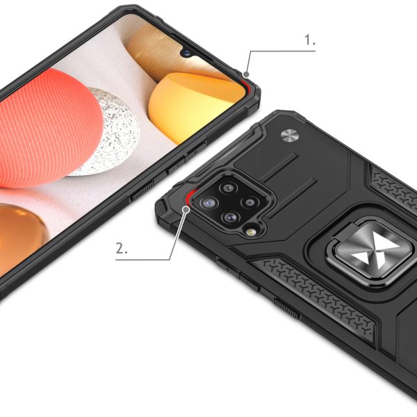 Bruņu korpusa vāks + magnētiskais rokturis Samsung Galaxy A42 5G gredzena bruņas rozā