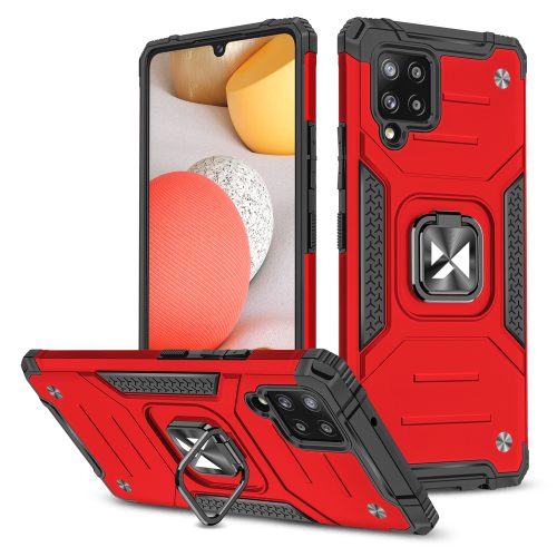Bruņu korpusa vāks + magnētiskais rokturis Samsung Galaxy A42 5G gredzena bruņas sarkana