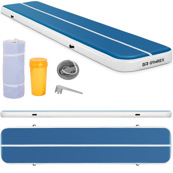 Matrača matrača vingrošanas ceļš piepūšams 500 x 100 x 20 cm zili balts Matrača matrača vingrošanas ceļš piepūšams 500 x 100 x 20 cm zili balts