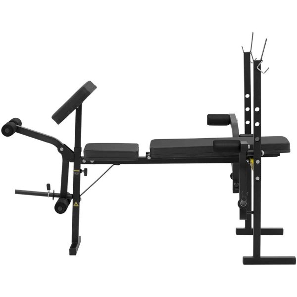 Benda stends ar Barbell ar lūgšanu grāmatu, kas regulējama līdz 100 kg