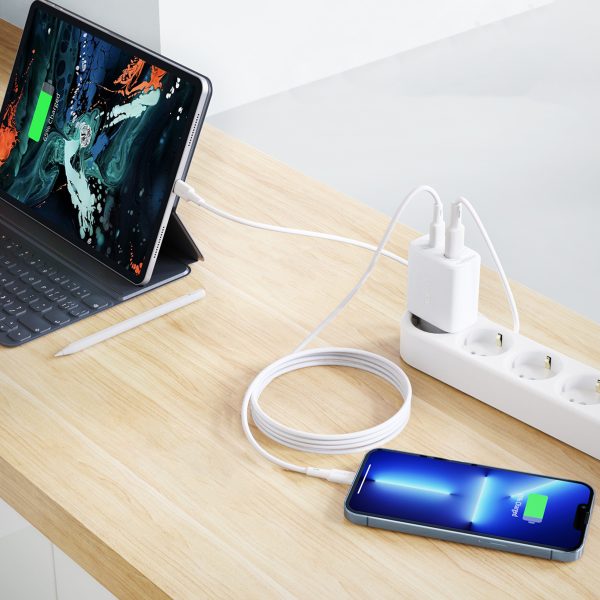 USB-C un USB 20W PPS PD QC 3.0 AFC FCP baltais lādētājs