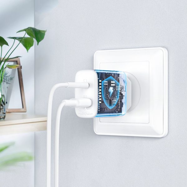 USB-C un USB 20W PPS PD QC 3.0 AFC FCP baltais lādētājs