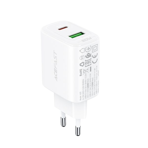 USB-C un USB 20W PPS PD QC 3.0 AFC FCP baltais lādētājs