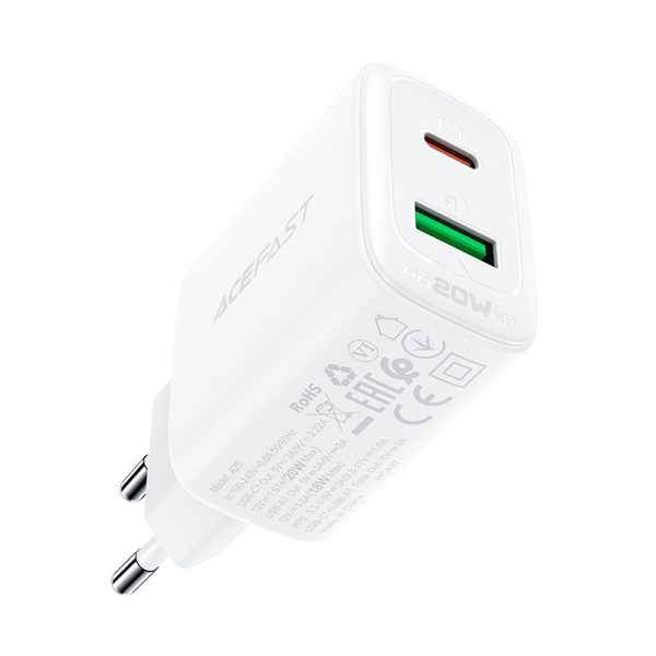 USB-C un USB 20W PPS PD QC 3.0 AFC FCP baltais lādētājs
